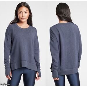 Athleta Women's Small Dusty Navy Textured Balance Pullover L/S Sweatshirt